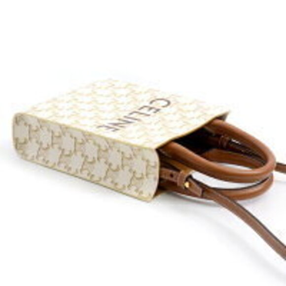 Celine Vertical Cabas Shoulder Bag Handbag Triomphe Calfskin White - Picture 3 of 3